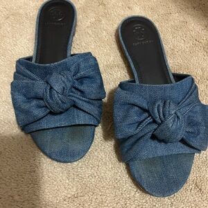 Tory Burch Women's Blue Denim Slide Sandals